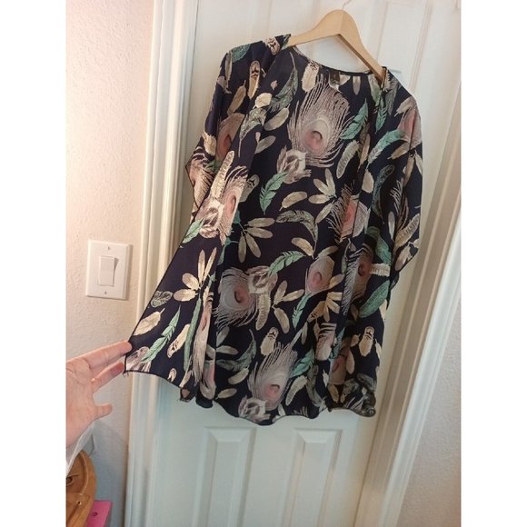 Women's I ❤️ Joah Boho Feather Print Lightweight Cardigan Small - Picture 3 of 7